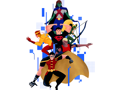 Young Justice blue characters comics dc fan art illustration yellow young justice