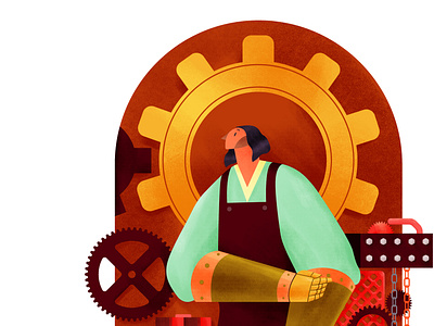 The Inventor with Hands of Gold. illustration vector