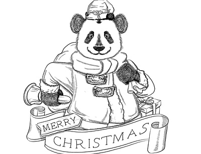 Christmas panda drawings illustration painting procreate