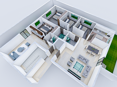 Apartment 3D floor plan 3d design interior modern house