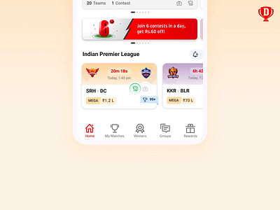 Celebrating; IPL the Dream11 way! card cards dream11 figma game gaming gradient interface mobile app mobile app design product design sport sports ui ui ux uiux user experience user interface visual design