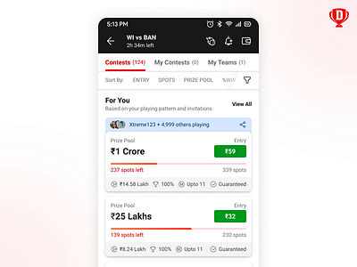 Quick Join Mode dream11 figma game gaming interface mobile app mobile app design product design sport sports ui ui ux uidesign uiux user experience user interface ux uxdesign visual design