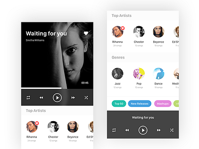 Music Player artists creative design genres mp3 music music player player songs ui ux