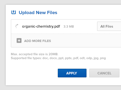 Upload New Files add files apply dropdown pdf screen tutor universe upload