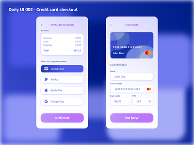 Daily UI #002 - Credit card checkout adobe xd card challenge checkout credit card daily ui graphic design mobile ui ux