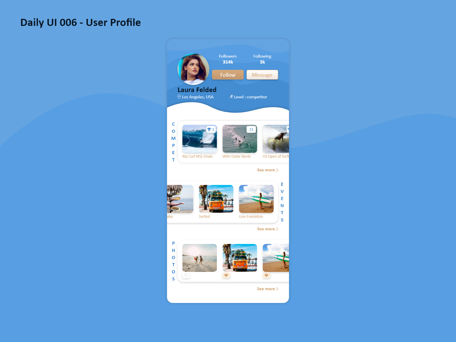 Daily UI #006 - User Profile by Dana on Dribbble