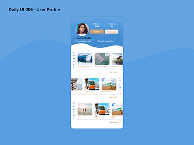 Daily UI #006 - User Profile adobe xd challenge daily ui design graphic design mobile surf ui user user profile ux