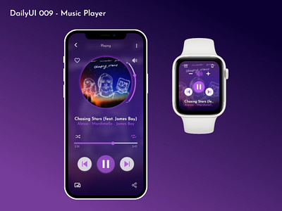 Daily UI #009 - Music Player 009 adobe xd apple watch challenge daily ui design graphic design iphone mobile music music player player ui ux