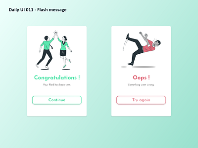 Daily UI #011 - Flash message adobe xd challenge congratulations daily ui design flash message graphic design illustration mobile oops success ui ux
