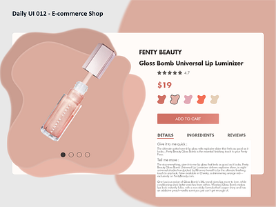 Daily UI #012 - E-commerce Shop adobe xd challenge daily ui design e commerce fenty beauty graphic design illustration mobile shop single item ui ux