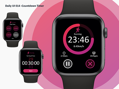 Daily UI #014 - Countdown Timer 014 adobe xd apple watch challenge countdown timer daily ui daily ui 014 design goal gradient graphic design mobile run running set time timer ui ux watch