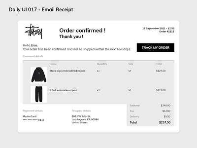 Daily UI #017 - Email Receipt