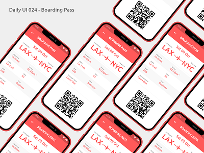 Daily UI #024 - Boarding Pass 024 24 adobe xd airplane boarding boarding pass challenge daily ui design graphic design illustration lax los angeles mobile new york nyc plane red ui ux