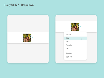 Daily UI #027 - Dropdown 027 adobe xd challenge color daily ui design dropdown graphic design green illustration profile settings sign out ui ux