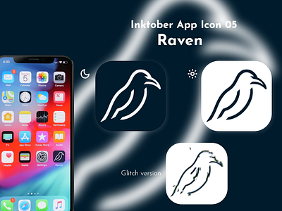 Inktober App Icon 05 - Raven adobe xd app app logo challenge design graphic design illustration inktober ipad logo procreate raven ui ux