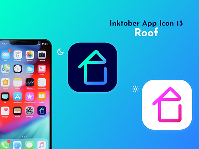 Inktober App Icon 13 - Roof adobe xd app app icon challenge design draw gradient graphic design home house icon illustration inktober inktober2021 ipad logo procreate roof ui ux