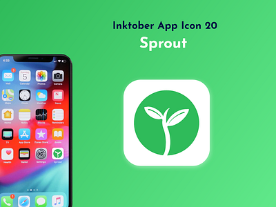 Inktober App Icon 20 - Sprout 20 adobe adobe xd app application branding challenge design ecologic green icon inktober inktober2021 logo mobile october plant sprout ui ux