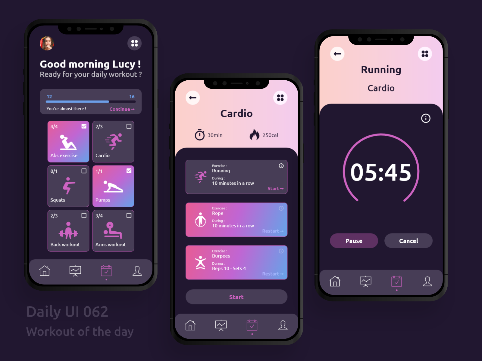 Daily UI 062 - Workout of the day by Dana on Dribbble