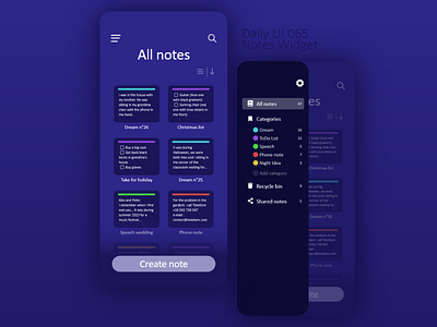 Daily UI 065 - Notes Widget adobe xd app application challenge daily ui dailyui design dream interface list mobile note notes phone speech todo list ui ui design ux widget