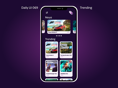 Daily UI 069 - Trending 069 adobe xd app application car challenge daily ui dailyui design forza games interface mobile phone play steam trending ui ux video games