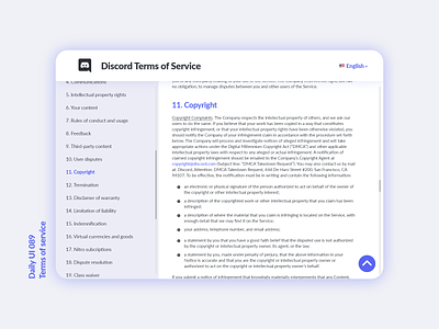 Daily UI 089 - Terms of Service 089 adobe xd challenge daily ui dailyui design discord interface language mobile policy privacy scroll scrollbar sidebar terms terms of service ui ux website