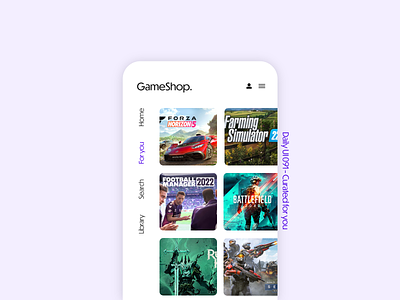 Daily UI 091 - Curated For You 091 adobe xd app application challenge curated for you daily ui dailyui design for you games home mobile personalized phone search ui ux video game video games