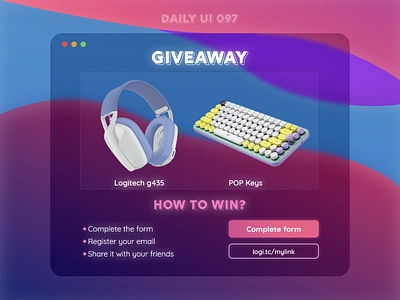 Daily UI 097 - Giveaway 097 adobe xd challenge daily ui dailyui design form giveaway headset keyboard logi logitech luck price ui ui design ux ux design website win