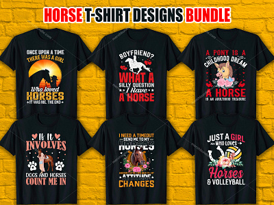 Horse T-Shirt Designs Bundle clothing clothingbrand design etsy fashion horse t shirt design illustration merchbyamazon teespring