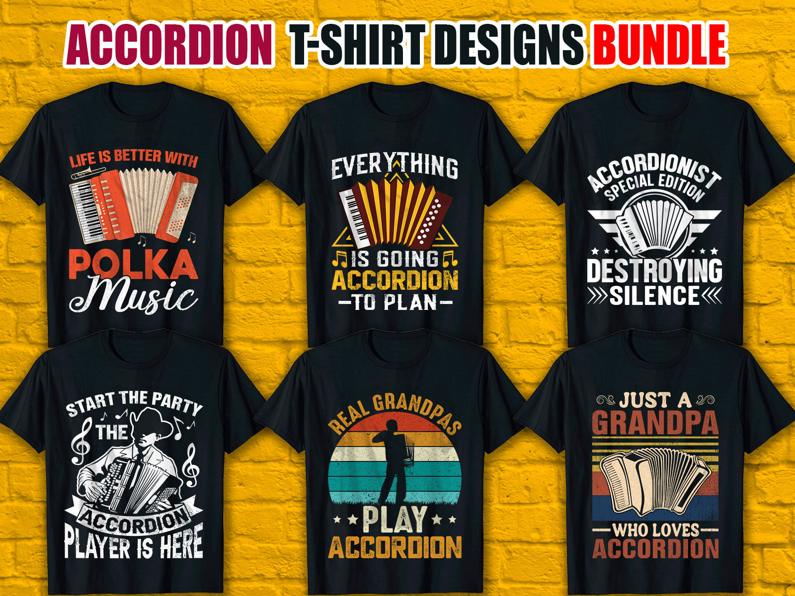 ACCORDION TShirt DesignS Bundle by Kabita Akter on Dribbble