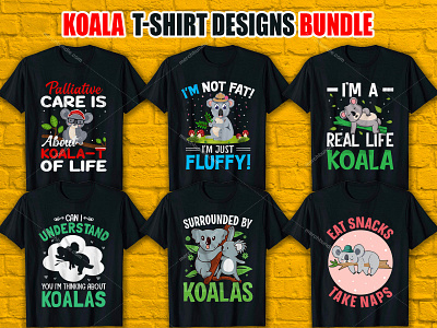 KOALA T-Shirt Designs Bundle. clothing clothingbrand design merch by amazon