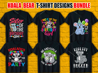 KOALA BEAR T-Shirt Designs Bundle how to make tshirt design merch by amazon