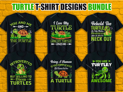 TURTLE T-Shirt Designs Bundle. how to make tshirt design merch by amazon