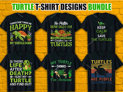 TURTLE T-Shirt Designs Bundle. how to make tshirt design merch by amazon