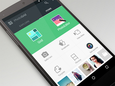 Home page UI green homepage materialdesign ui