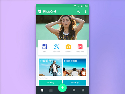 PhotoGrid home page android design homepage material photogrid ui