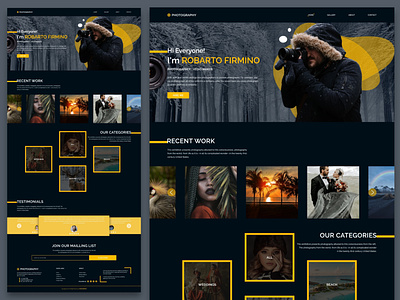 Photographer Website Landing page UI Design