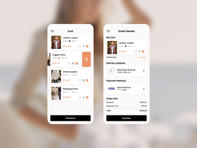 (Checkout) Clamby - Fashion Store Mobile App clean clear design fashion fashionstore man mobileap onlinestore outfit store style ui uidesign uiux woman