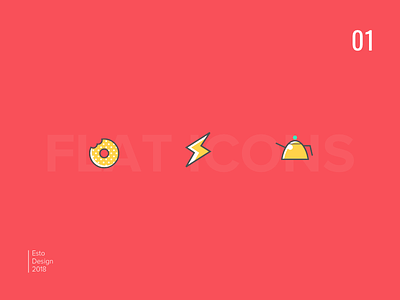 Flat Icons design donuts flash flat icons illustration lightning minimal tea vector
