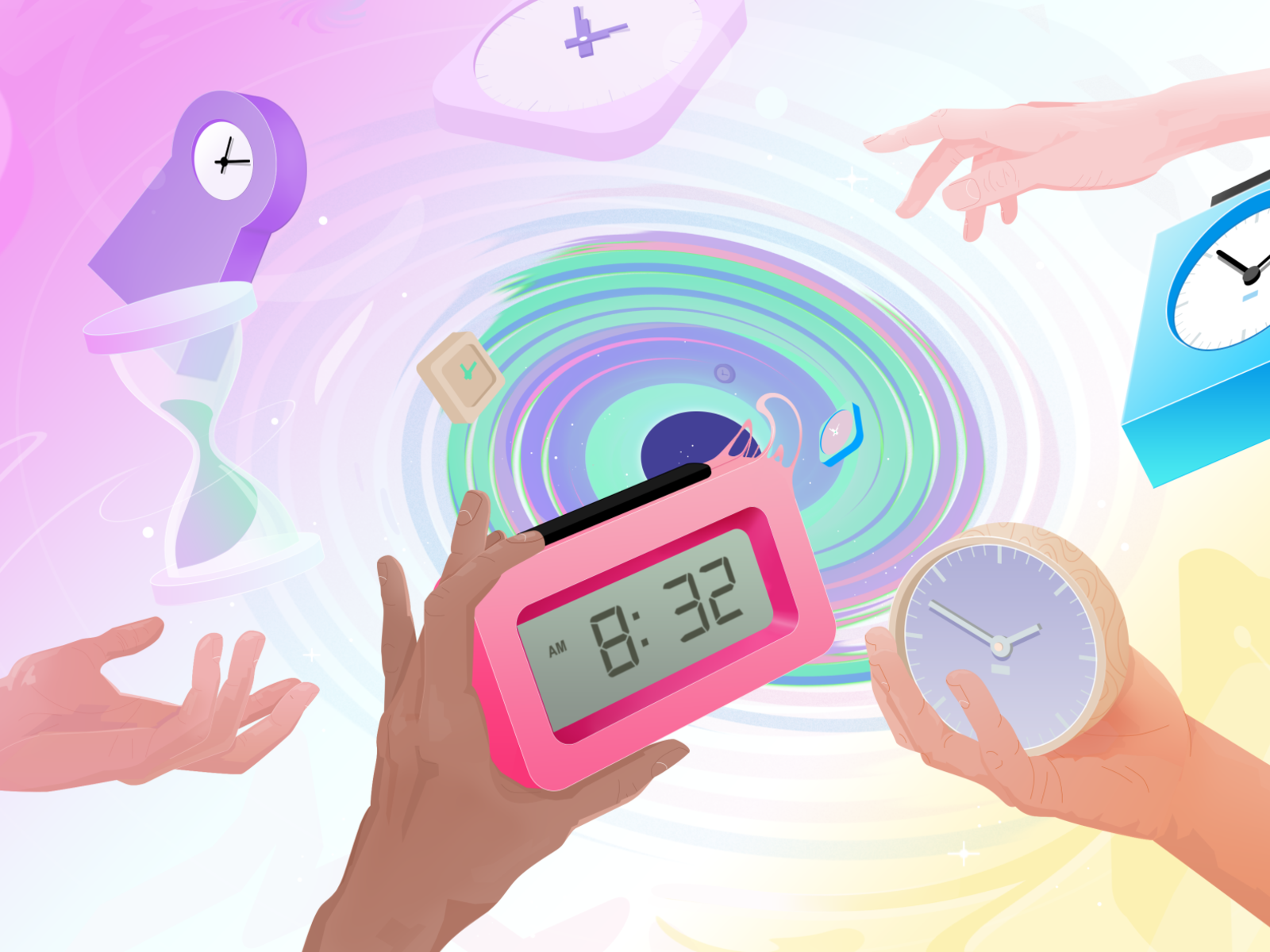 Time portal time management clock time future abstract illustration