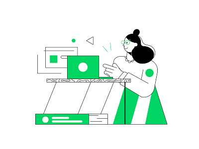 Dribbble Guidelines abstract character future girl illustration outline work work space