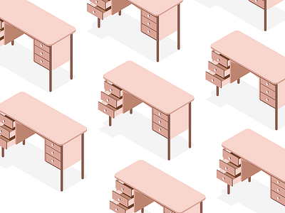 Desks pattern design desk furniture furniture app isometric isometric illustration pattern study vector