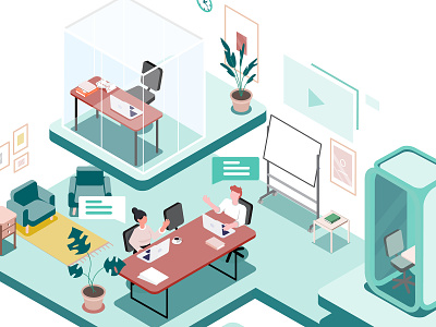 5th Floor illustrations coworking coworking space furniture future illustration isometric isometric illustration product illustration