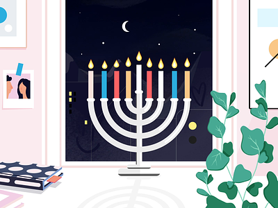 Hanukkah sameach! animation calm diversity gif hanukkah holidays home illustration loop winter winter holidays