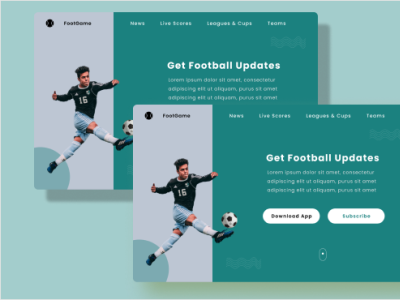 FootGame landing page app branding design ui ux