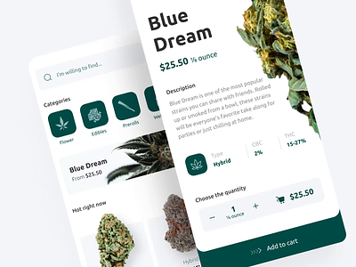 Cannabis store — Mobile android app cannabis cannabis delivery app design e commerce ios mobile mobile app mobile app design product design ui ux weed weed app zoftify