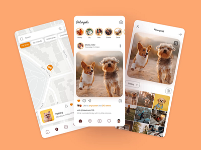 Pets4pets — Mobile app for Pet Owners android animal animals cute instagram ios mobile mobile app mobile ui pet pet owner product design react native social network video zoftify