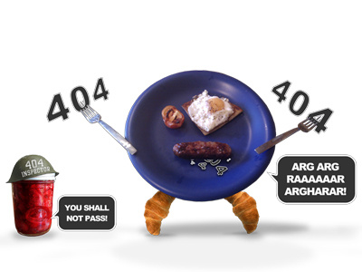 404 Graphic 404 error cartoon character food funny illustration white