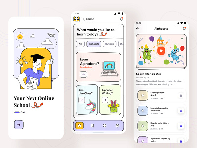 Online Education App for Kids android app clean creative e learning education exam ios kids app kids learning mobile app online online education app pre school student uiux