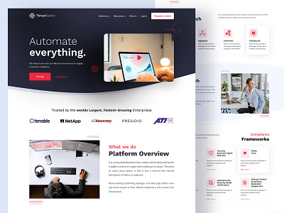Landing page for Enterprise | ThreatSwitch automate business clean corporate creative customized enterprise home page landing page process security security compliance uiux ux website