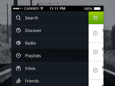 Spotify iOS app green icons ios menu nav playlist spotify white